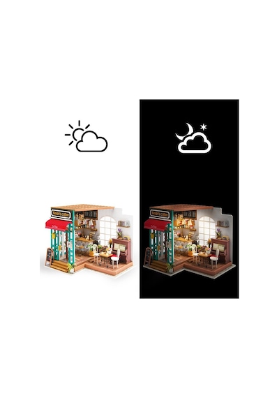 Rolife Dg109 Simon'ın Kahve Dükkanı Simon's Coffee Dıy Minyatür Maket Model Set Miniature Dollhouse 3d Model Kit Detaylı Dekoratif Hobi Seti 3d Puzzle Tiny House