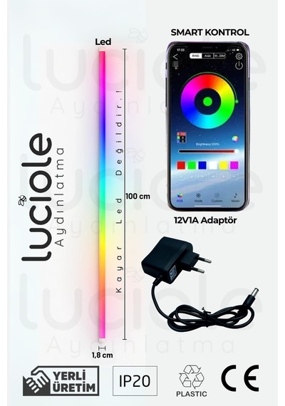 Smart Rgb Bluetooth Led Lambader 256 Renk Işık Kontrollü Akıllı Abajur Aplik