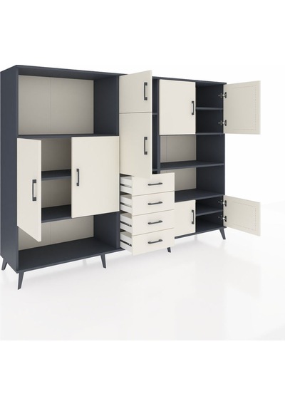 Hyperion Dolap 9 Raflı 4 Çekmeceli 8 Kapaklı 220x44x163 Antrasit- Antrasit-aytaşı Hyperion Dolap 9 Raflı 4 Çekmeceli 8 Kapaklı 220x44x163 Antrasit- Antrasit-aytaşı