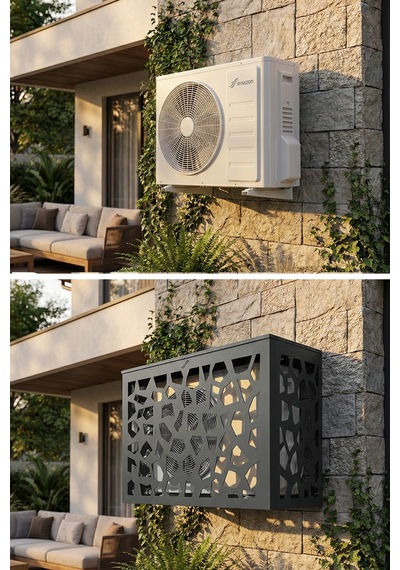 Klima Motoru/dış Ünite Gizleme/koruma Kafesi Xl 120x62x150 H Stone Antrasit