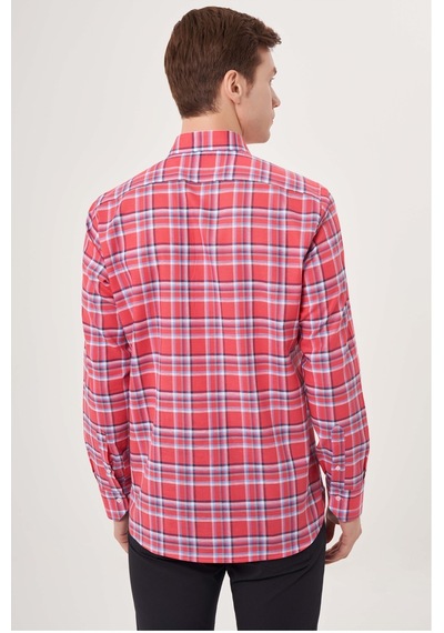 Bisse Erkek Regular Fit Paşa Yaka Spor Gömlek Kırmızı Gm23y231026 D24 Kırmızı