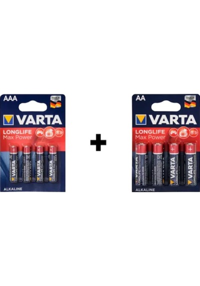 Varta Longlife Max Power 4706 AA Kalem Pil + Varta Longlife Max Power 4703 AAA Kalem Pil