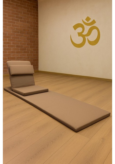 Backjack Meditasyon Sandalyesi Destekli Yer Minderi + 60x180 Kumaş Mat - Backjack 3xl Açık Kahverengi