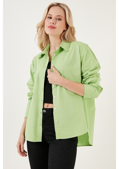 Lela Oversize % 100 Pamuk Poplin Bayan Gömlek Cf21S163867 Fistik Yeşil Lela Oversize % 100 Pamuk Poplin Bayan Gömlek Cf21S163867 Fistik Yeşil