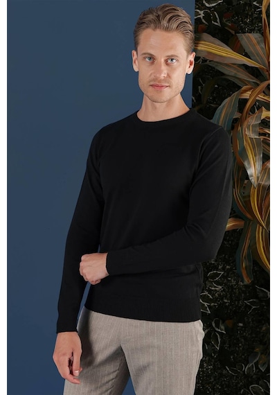 Efor Tr 858 Slim Fit Siyah Klasik Triko Siyah
