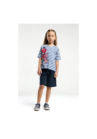 U.S. Polo Assn. U.s. Polo Assn Kız Çocuk Mavi Bermuda Takım Us2074-c-v1 Mavi