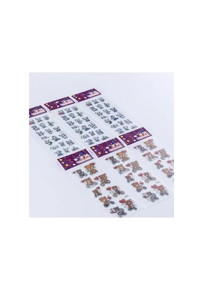 Kabartmalı Yapışkan Sticker Seti - 6 Adet Sevimli Panda Ve Ayılar Açık Ahşap