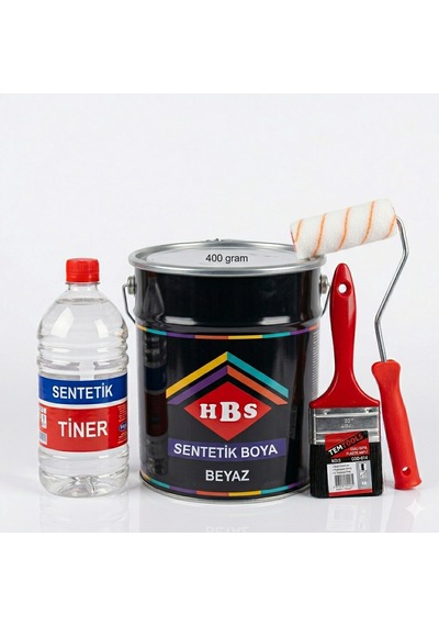 400 Gram Hbs Yağlı Sentetik Boya Parmak Rulo 250 Ml Sentetik Tiner 2 No Yağlı Boya Fırça Seti