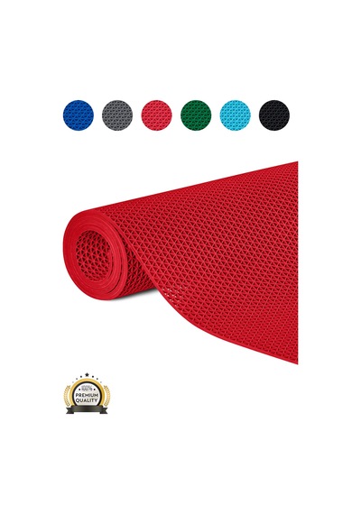 Hortumtech Zmat Yıldız Paspas Kaydırmaz Pvc Islak Zemin Duş Havuz Su Tahliyesi 5 Mm - Kırmızı 90 X 800 Cm
