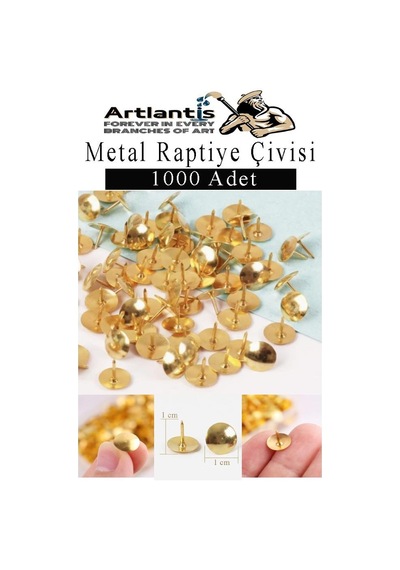 Metal Raptiye Çivisi 1000 Adet 1 Paket Perçinli Altın Sarı Raptiye Nikel Kaplamalı Ev Okul Büro Yuvarlak Raptiye