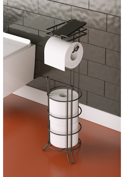 Teknotel Tuvalet Kağıtlık, Tuvalet Kağıdı Standı, Yedekli Tuvalet Kağıdı Askısı Mat Siyah Mg092 Siyah
