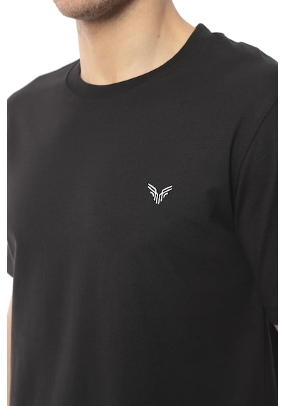 Slim Fit Kısa Kol Nakışlı %100 Pamuklu T-shirt Fs-003011 - Siyah-2176