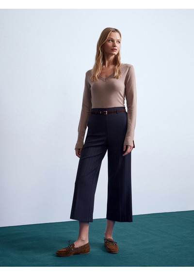 Dilvin 72254 Kemerli Culotte Pantolon-lacivert Lacivert