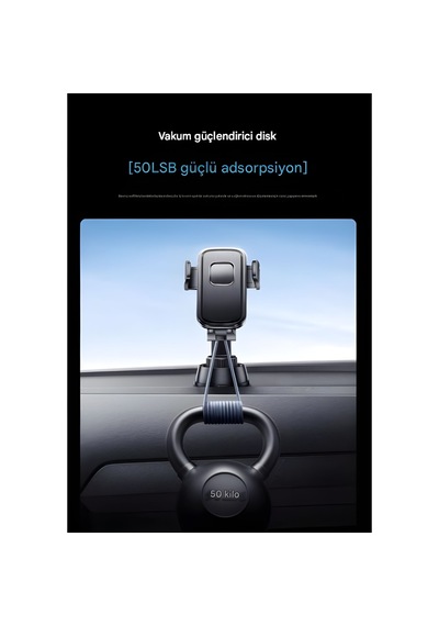 Cepini At-04 Araç Telefon Tutucu Güçlü Vantuzlu, 180 Katlanabilir Kol, 360 Dönebilir Braket Siyah