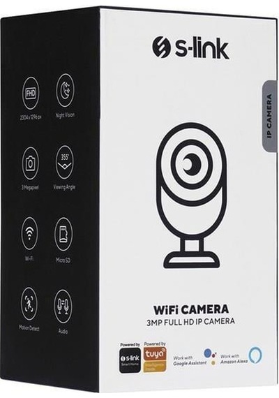 S-link Sl-ınd01 3.0 Mp Ip Smart Hd Lens 3.6mm Dual Band Wifi Network Tf Card Güvenlik Kamerası Tuya