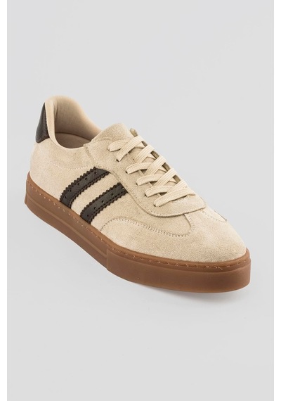 Mubiano Kadın Süet Sneaker Bağcıklı Spor Ayakkabı Leron Bej Bej Süet