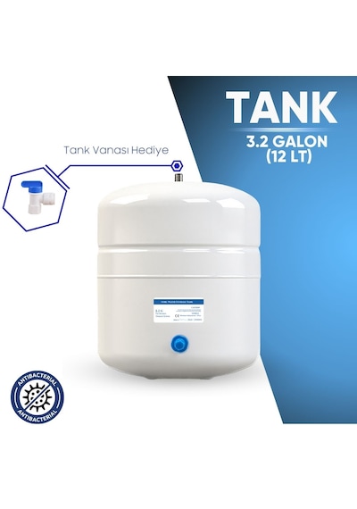 Su Arıtma Cihazı 12 Lt. 3,2 Galon Paslanmaz Metal Tank + Vana
