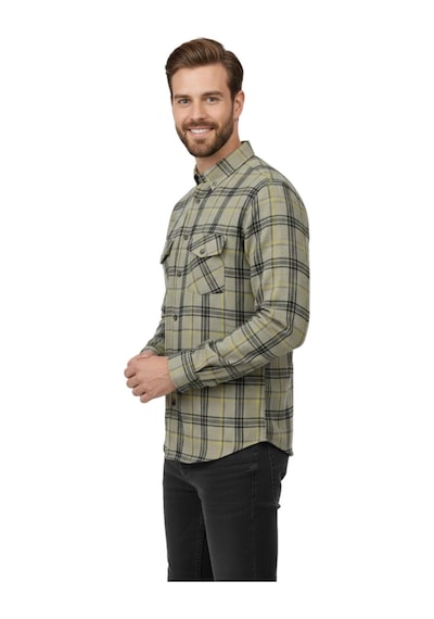 Kamer Erkek Kışlık Slim Fitt Uzun Kol Çift Cep Kapak Gömlek 2418 Bgl-st04799 Bej