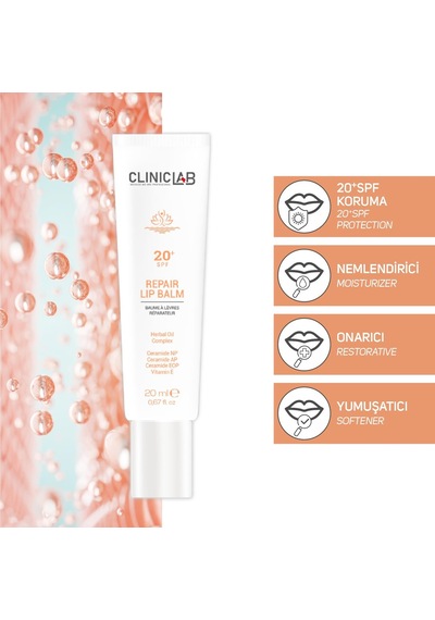 Cliniclab Onarıcı Dudak Bakım Lip Balm SPF20 20 ML