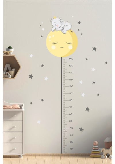 Sevimli Filli Boy Ölçer Duvar Sticker Seti