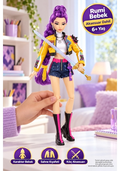 K-pop Demon Hunters Rumi How It's Done Bebek Huntr/x Saingeom Aksesuarlı - 29.2 Cm