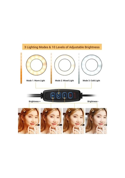 Led Ring Light Youtuber Stüdyo Işığı Akrobat Selfie Led Masa Lamba 3 Renk Işıklı 2in1 Telefon Tutucu