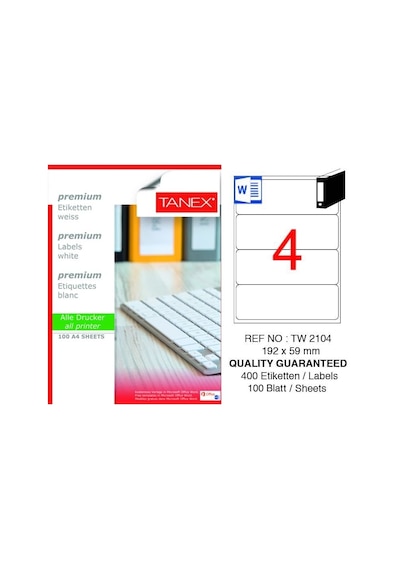Tanex Tw-2104 192x59mm 100 Lü Lazer Etiketi