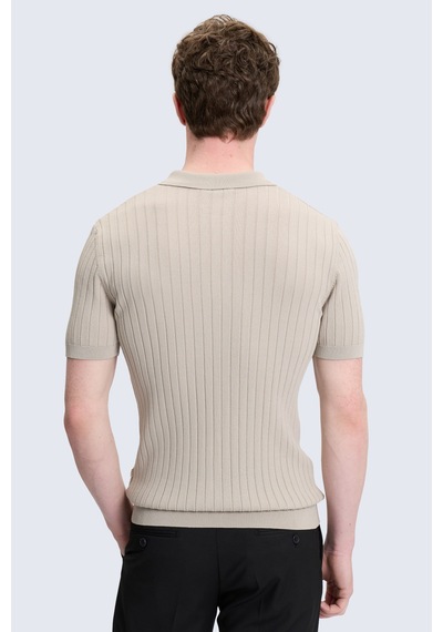 Hatemoğlu Bej Regular Fit Polo Yaka Rayon Tişört