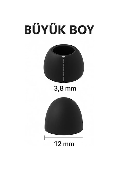 1 Çift 2 Adet Kulaklık Silikonu Samsung Uyumlu Büyük 12mm Siyah