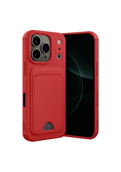 Apple iPhone  Uyumlu  17 Pro Kelvin Kartvizitli Silikon - Kırmızı