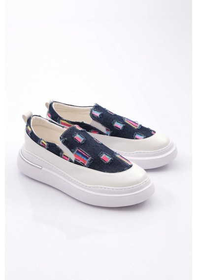 Dgn 057 Kadın Lastikli Sneaker Ayakkabi Mavi Kot