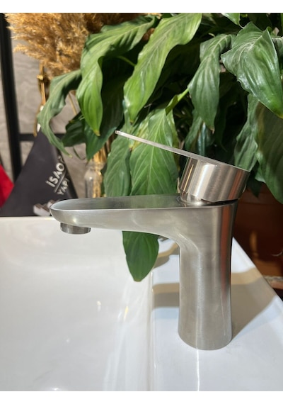 İsaoğlu Yapı Mat Krom İnox Lavabo Armatür Modern Tasarım Lavabo Bataryası Krom