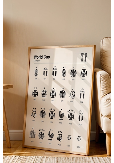 World Cup Champions Dünya Kupası İnfografik Lüks Çerçeveli Tasarım Futbol Tablosu Üstün Kalite Kayın