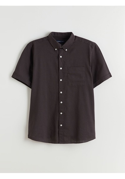 Lcwaıkıkı Classic Kahverengi Regular Fit Kısa Kollu Erkek Gömlek
