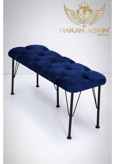 By Hakan Aşkın Metal Ayaklı Babyface Puf & Bench Blue Baby Face Blue