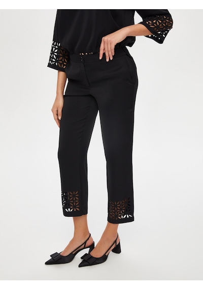 Faik Sönmez Paçası Delik İşli Slim Fit Pantolon S25pnt035 Us25pnt03510 Siyah
