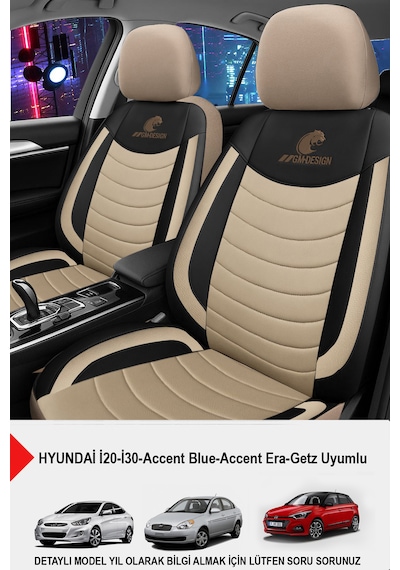 Panther Serisi Keten Kumaş Oto Koltuk Kılıfı Hyundai İ20-i30-accent-blue-era-getz Uyumlu Bej