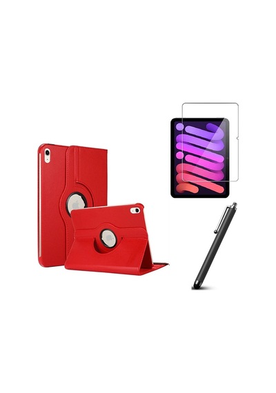 Uyumlu Ipad Mini 7 2024 A17 Pro/mini 6 2021 Kılıf Uyumlu 360 Dönerli Tablet Kılıfı 3lü Set Arka Kapak