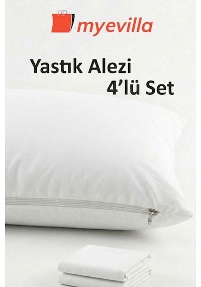 My Evilla Sıvı Geçirmez Yastık Alezi 50x70 Cm Su Geçirmez Yastık Koruyucu 2 Paket 4 Adet Beyaz