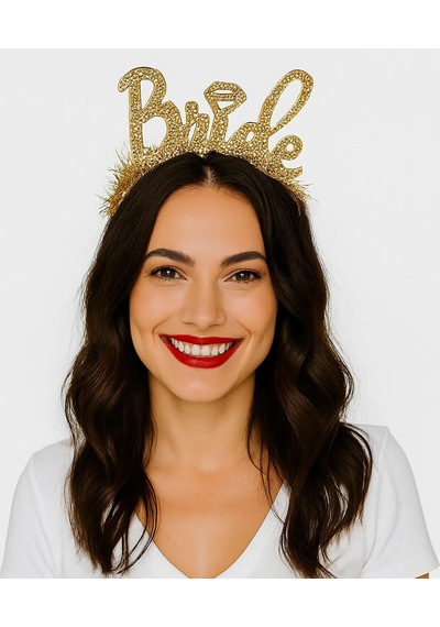 Altın Renk Bekarlığa Veda İtalik Yazı Alyanslı Bride Taç - Zmff-52405 18
