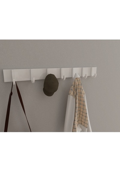 Hepsi3boyutlu Modern Duvar & Kapı Baston Askılık - 7 Adet Beyaz J Askılık - Model No : 6 Beyaz