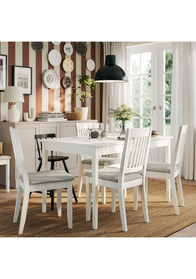Yemek Masası Takımı, Beyaz-tibbleby Bej/gri, 4 Sandalyeli, Açılabilir Yemek Masası Takımı, Beyaz-tibbleby Bej/gri, 4 Sandalyeli, Açılabilir