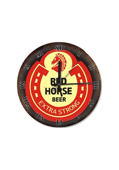 Red Horse Beer Reklam Roma Rakamlı Akarlı Duvar Saati (407686210) Çok Renkli