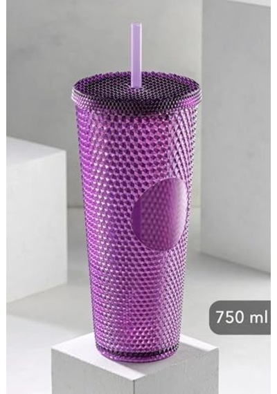 Kristal Desen 750 Ml Pipetli Soğuk İçecek/kahve Bardağı Mor Aeropress
