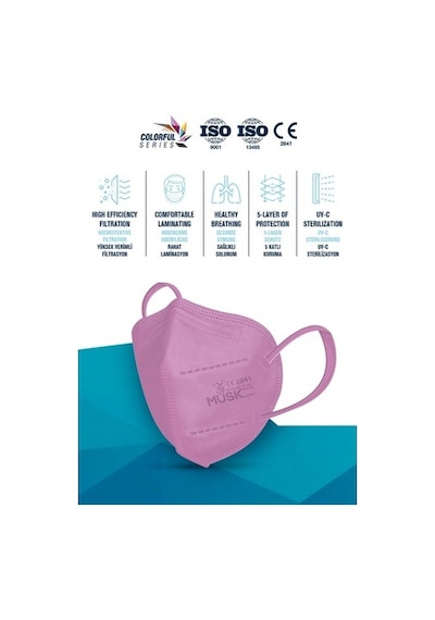 Musk Ffp2 Maske Lila Renk 10 Adet