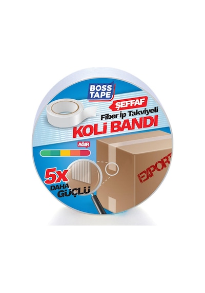 Boss Tape İp Takviyeli Çok Güçlü Koli Bandı En:45mm Boy:25mt 10