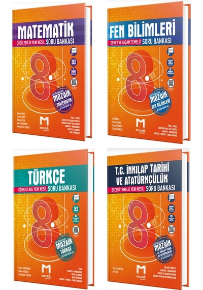 Mozaik 8. Sınıf Matematik Fen Türkçe İnkılap 4'lü Soru Bankası Kitap Seti