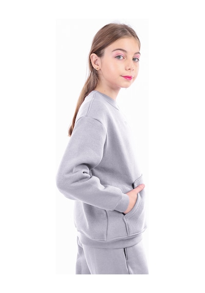 Toontoy Unisex Çocuk Nakışlı Sweatshirt Gri Melanj