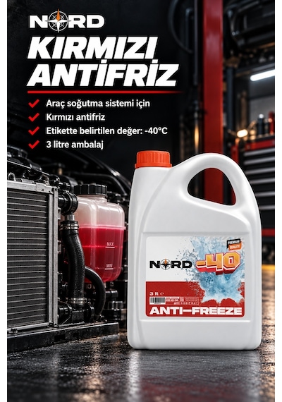 Nord Premium Quality Kırmızı Antifriz -40 C 3 L