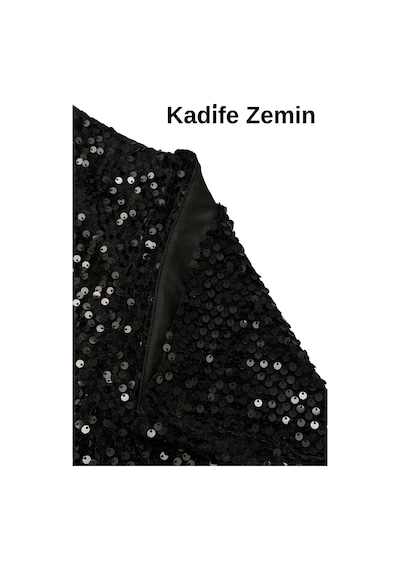 Sermoda Pullu Şort - Pul Payetli Normal Bel Mini Kadın Şort Siyah